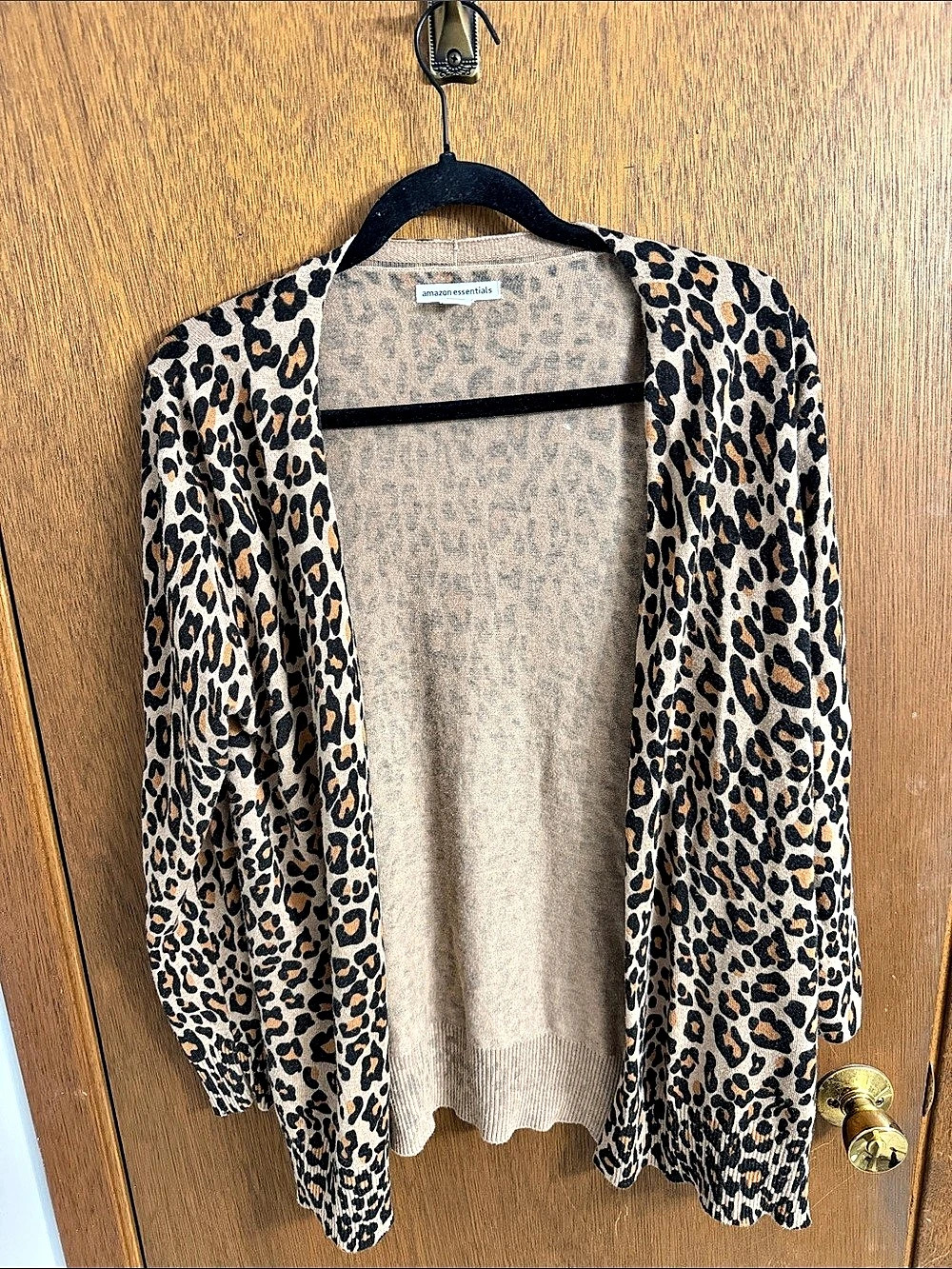 Amazon Essentials Leopard Print Open Front Cardigan Large
